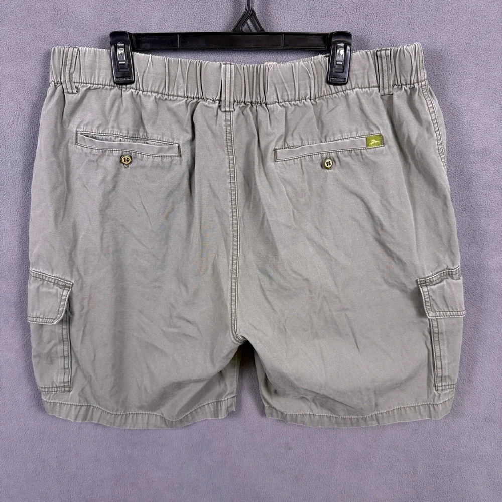 Tommy Bahama Cargo Shorts Mens Large Gray Cotton Elastic Waist Drawstring Relax